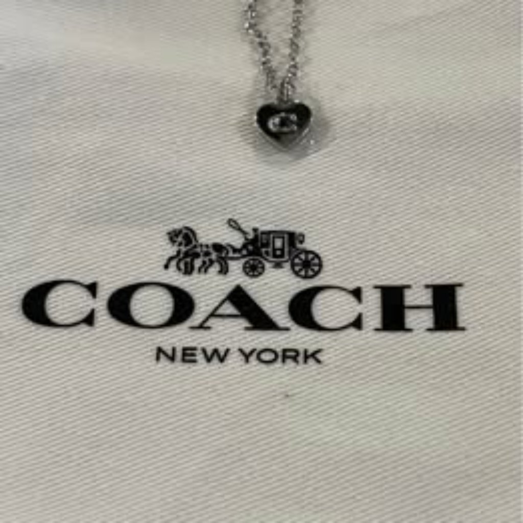 Coach Necklace With Heart-Shaped C Pendant Silver Plated Nwt 78$
